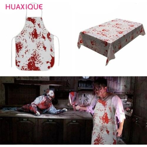 1pc Halloween Decorations Horror Blood Handprint Tablecloth Bloody Apron Unisex Halloween House Decor Scary Accessory