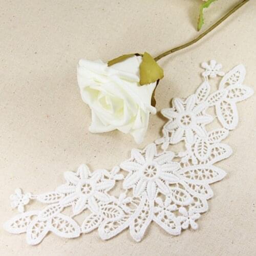 1Piece Embroidered Floral Lace Neckline Neck Collar Trim Clothes Sewing Applique Small Embroidery Motif Patch 2019 Lace Fabric