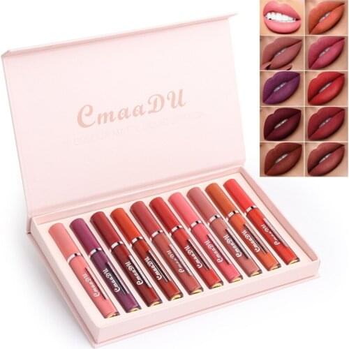10 Piece/set Velert Matte Lipgloss Liquid Lipstick Pen Lips Matte Lip Gloss Makeup Waterproof Long-lasting Moinisturizer