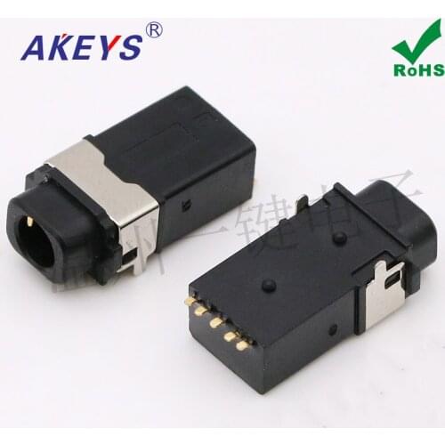 10 PCS PJ-436 caliber 3.5MM waterproof and dustproof earphone socket audio socket five-foot patch with 2 fixed feet / column