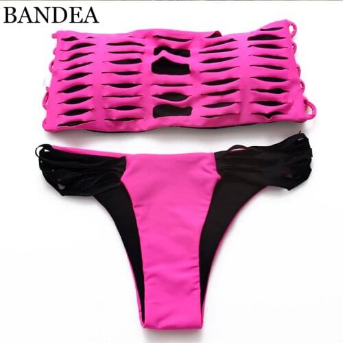 2019 Sexy Strappy Bikinis String Swimsuits Hollow Out Swimwear Women Bathing Suit Bather Biquin With Brazilian Bikinis set