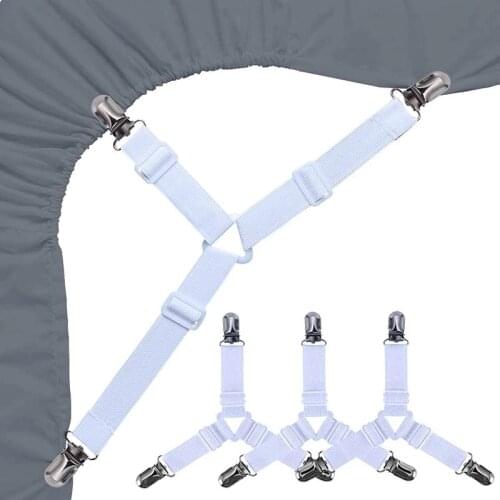 4Pcs/set Elastic Bed Sheet Clip Grippers Belt Fastener Mattress Non-slip Clip Blanket Holder Gripper Hook Sets Home Organizer