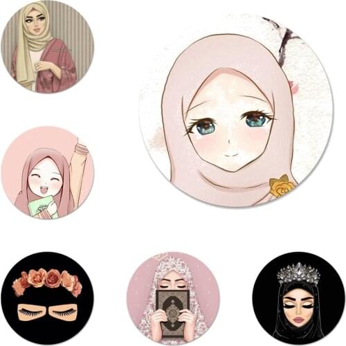 58mm Woman In Hijab Face Muslim Islamic Badge Brooch Pin Accessories For Clothes Backpack Decoration gift