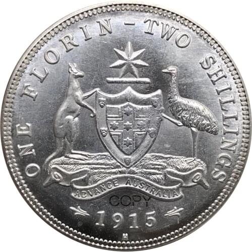 Australia George V 1915 H Year One 1 Florin Two Shillings 1911-1936 Year 90% Silver Copy Coins