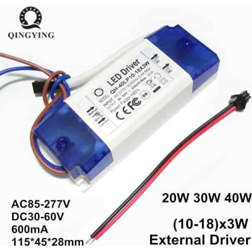 1-2-5-10 Pieces 30W 40W LED Driver Power supply 10-18x3W 600mA DC30-60V Constant Current Lighting Transformers For Floodlight