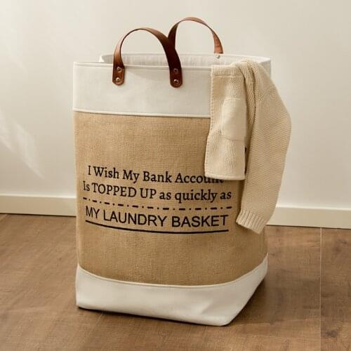 Japan Style Large Laundry Bag with Wooden Handle Laundry Hamper Large Foldable Washing Laundry Basket Bag for Bedroom Bathroom