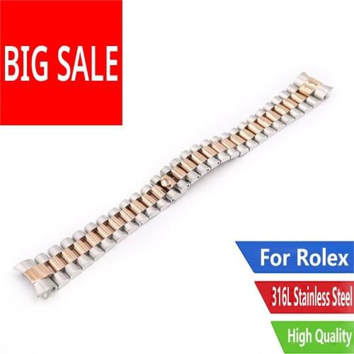CARLYWET 20mm Gold 316L Stainless Steel Solid Curved End Screw Links Replacement Wrist Watch Band Bracelet For Rolex President