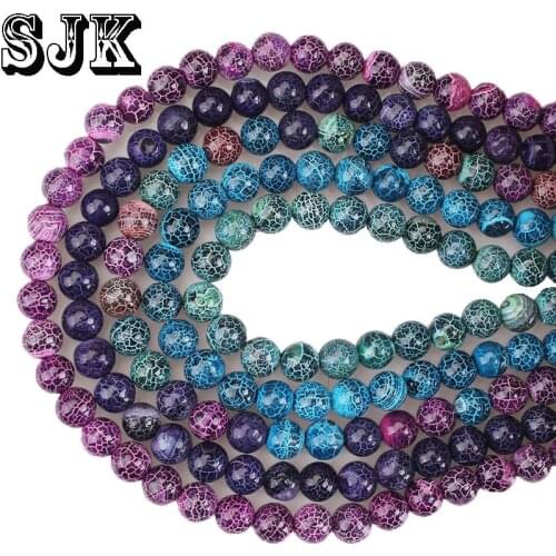 Natural Stone Beads Colorful Cracked Dream Fire Dragon Veins Agates Beads For Jewelry Making DIY Bracelet Necklace 6/8/10mm