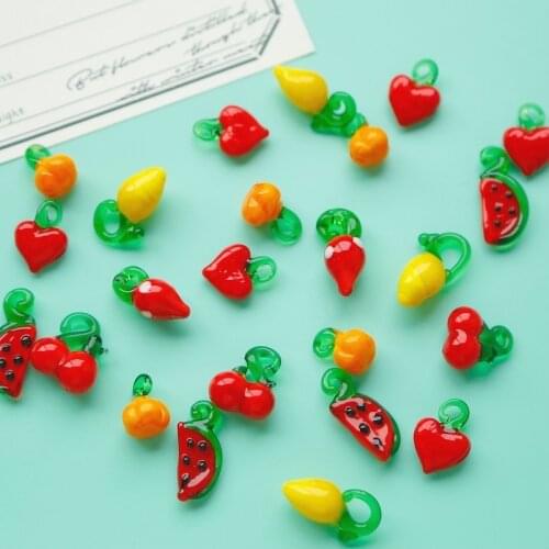 Ins style designer fruit pendant glass glass beads DIY necklace bracelet earrings hand-made jewelry accessories