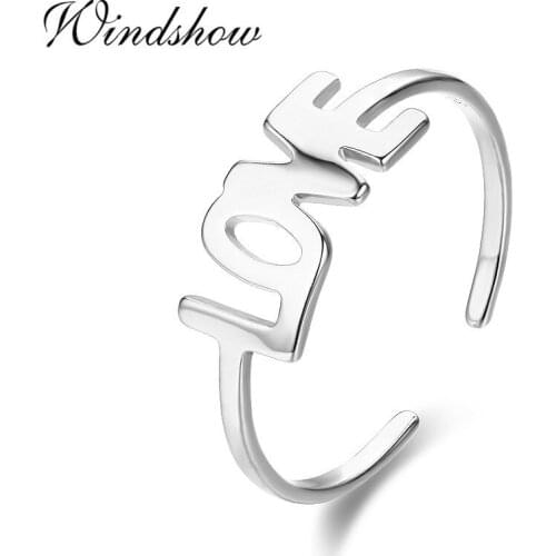 Cute 925 Sterling Silver Wedding Rings For Women Girls Letter LOVE Jewelry Finger Toe Anillos Bague Argent Aneis Bijoux Anillo