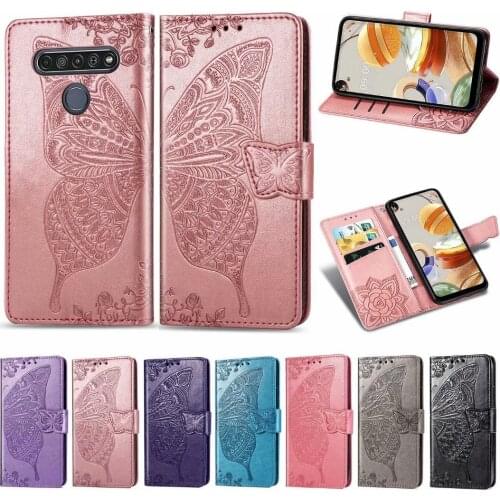 K61 Case For LG K61 3D Butterfly Leather Flip Phone Cover For LG K61 Preservation Wallet Capa Coque Shell