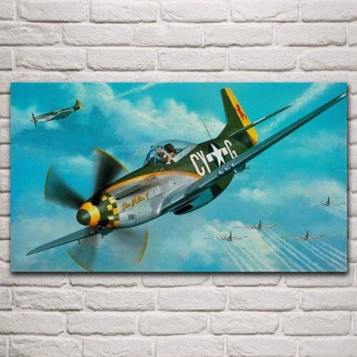 Ww2 classic aircraft p 51 mustang fighter fabric posters on the wall picture home living room decoration for bedroom KN171