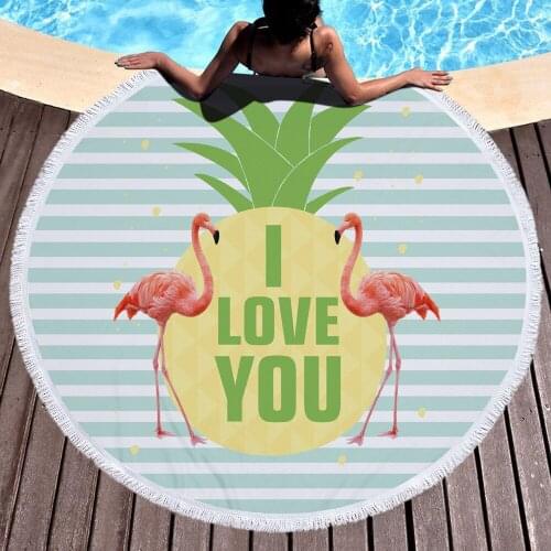 Flamingo Round Beach Towel Microfiber Large Towel For Adults Woman Blanket Printed Toalla Tassel Tapestry 150cm Dropshipping