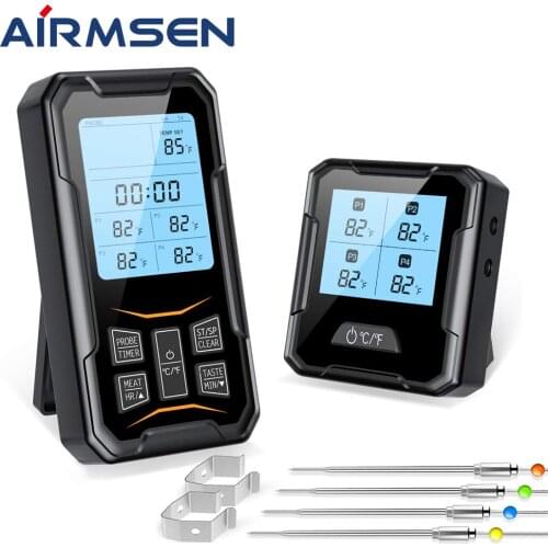 AIRMSEN Wireless Bluetooth Remote Digital Kitchen Cooking Food Meat Backlight Thermometer With Probe For BBQ Smoker Grill Oven