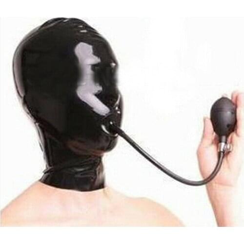 Latex Hood with Gag Open Nose Back Zipper Rubber Club Mask sexual toy adult sex toys for couples erotic