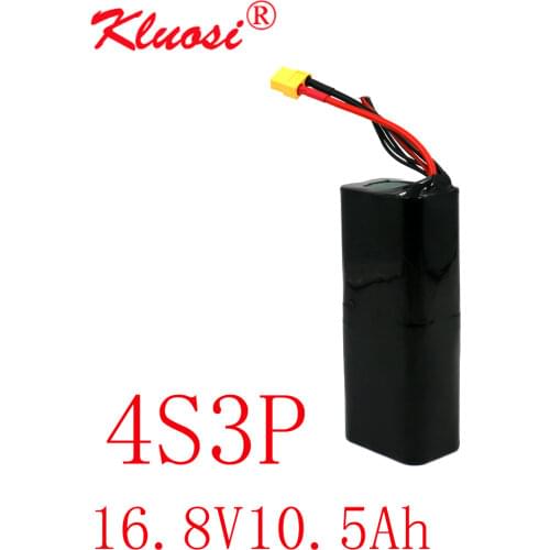 KLUOSI 16.8V Li-ion Battery 18650 10.5Ah High Capacity UAV Rechargeable 14.8V 4S3P For Various RC Airplane Drone Quadrotor XT60