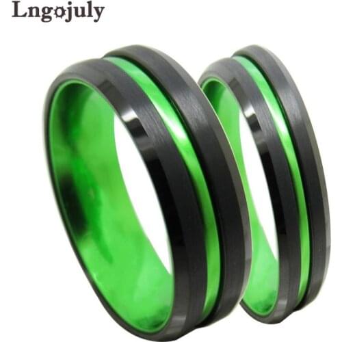 Fashion Green&Black Couple Ring Tungsten Carbide Ring Wedding Ring Jewelry Engagement Wedding Tungsten Ring For Men Women Gifts