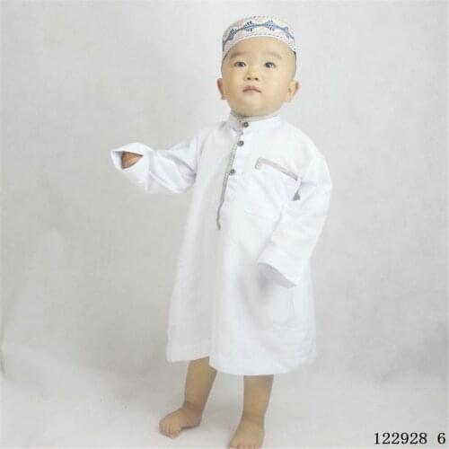 Muslim Boys Abaya Kids Kaftan Islamic Clothing Dubai Jubba Thobe Arab Eid Mubarak Toddler 2-6 6-10 Years Old Traditional Robes