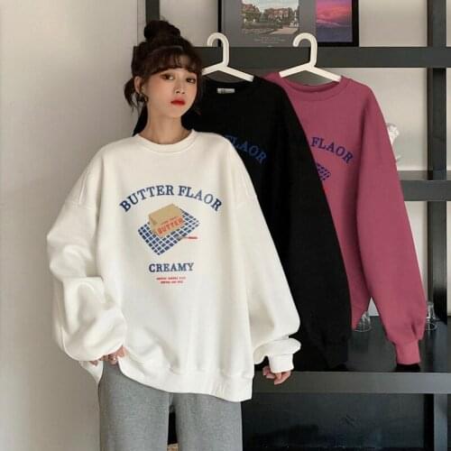 2021 Spring New Leisure Sweatshirt Womens Spring Korean Loose Thin Long Sleeve Top