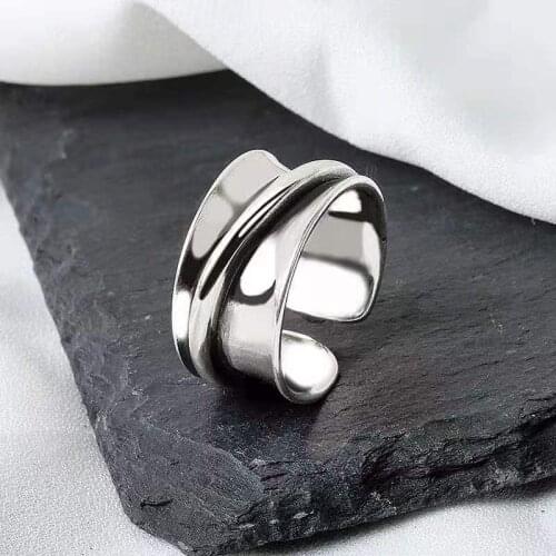 New Korean Fashion Vintage Exaggerated Fashion Trendy Simple Resizable Rings for Women Men Gothic Punk Hip Hop Luxury Jewelry