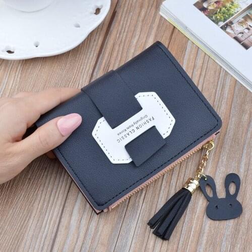 Women New Short Wallet Ms Small Zipper Wallet Schoolgirl Korean Draw Tassel Fashion Coin Purse Card Holder Leather Purse