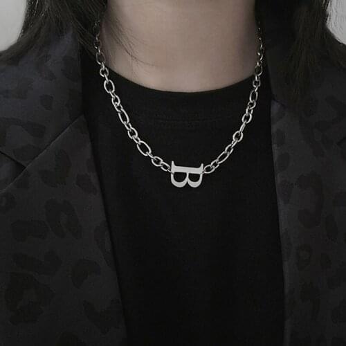 Big Letter B Pendant Choker Necklace for Women Silver Color 2021 Fashion Jewelry Clavicle Chain Short Necklaces Female New
