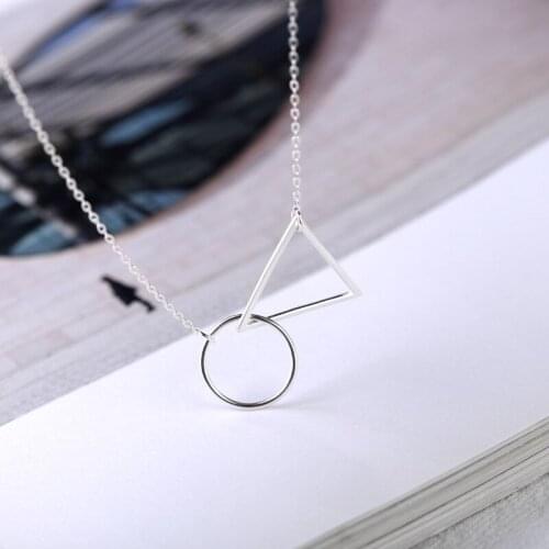2018 New Arrival Fashion 925 Sterling Silver Pendant Necklace Geometric figure Silver Necklace For Women Fine Jewels Wholesale
