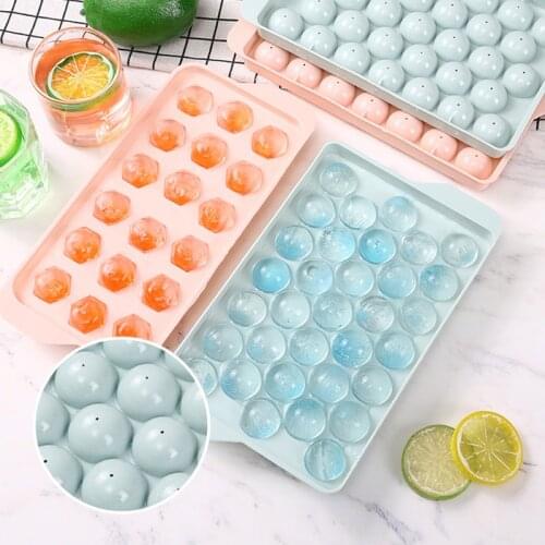 Ice Cube Tray, Ice Trays for Freezer With Lid, Sphere Rhombus Honeycomb Ice Trays for Whiskey , Reusable Whiskey Ice Ball Mold