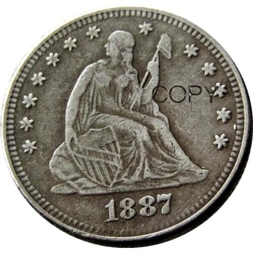 USA 1887 Seated Liberty Quarter Dollars Silver Plated 25 Cents Copy Coin