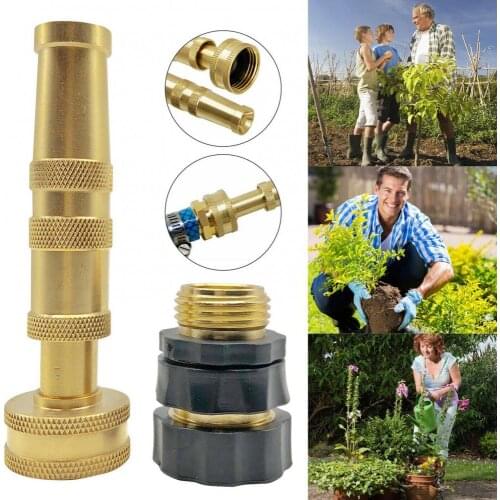 Durable Brass Spray Nozzle Adjustable Hose Nozzle Pressure Spraying Parts Car Wash Gardening Pressure Water Spray Pipe Parts