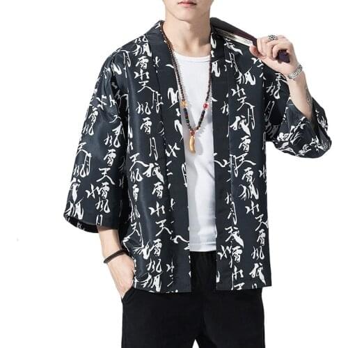 Summer Casual Print Fashion Brand Vintage Shirts Men Kimono Shirts Men Streetwear Harajuku Cardigan Spring