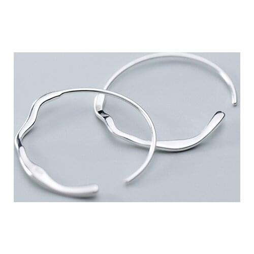 MloveAcc 100% Solid 925 Sterling Silver Jewelry OL Style Minimalism Round Hoop Earrings Piercing Fashion Jewelry for Women Girls