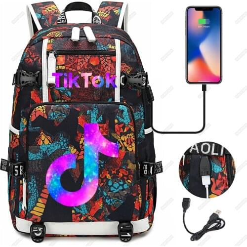 TIK TOK School Bags Capacity BackpackS Boys Girls USB Charging Travel Large Laptop College Students Schoolbag Bagpack