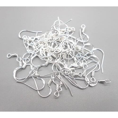 50PCS 15MM DIY Making Jewelry Findings 925 Sterling Silver colorFrench Hook Earrings Ear Wires