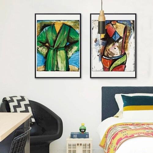 Nordic Abstract Watercolor Male Left Female Right Side Canvas Art Painting Print Poster Picture Room Home Mural Decor