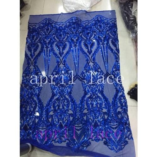 ST012 royal blue sequin embroidery tulle mesh lace for evening dress/sawing/wedding