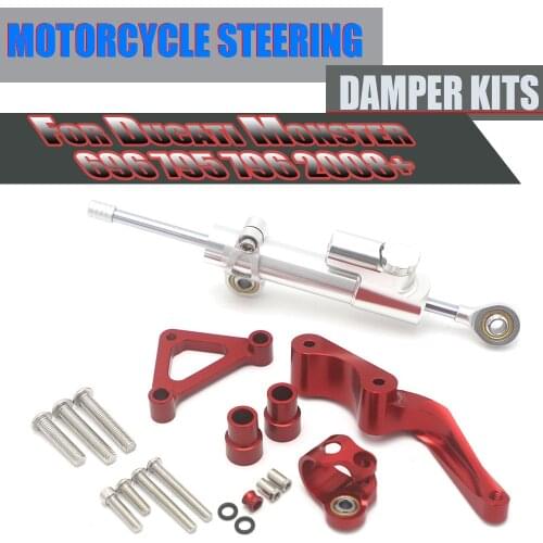 Fiber Carbon Steering Damper Stabilizer Motorcycle For DUCATI Monster 696 Dampers Mount Bracket Support Kit Accessories