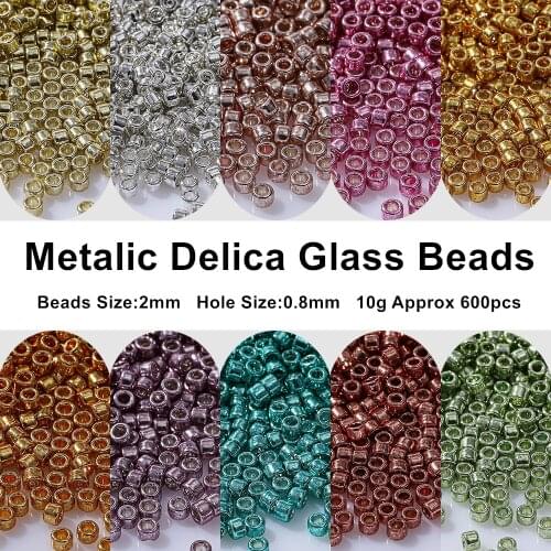 2mm Miyuki Delica Glass Japanes Beads Metalic Seed Beads Charms For Jewelry Making Necklace Bracelet Diy Supplies Accessories
