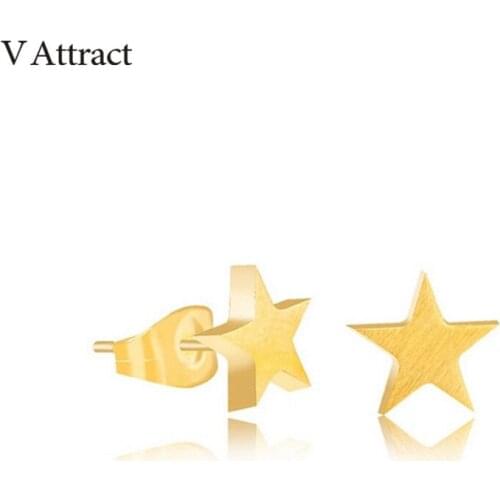 V Attract Gold Color Tiny Star Stud Earring 2018 Minimalist Jewelry Stainless Steel Gold Punk Pendientes Bijoux Femme