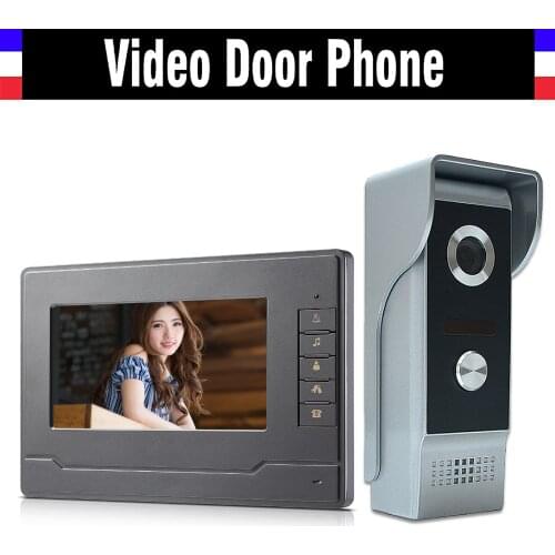 7 inch video intercom system aluminum alloy Camera video door phone doorbell doorphones kit 1 LCD Monitor 1 IR Camera for home