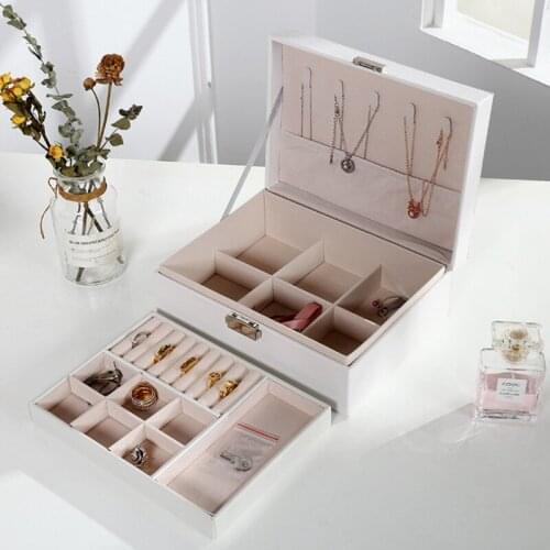 Women Portable Jewelry Box Makeup Organizers Travel Cosmetic Collection Box Necklaces Earrings Bracelet Display Accessories