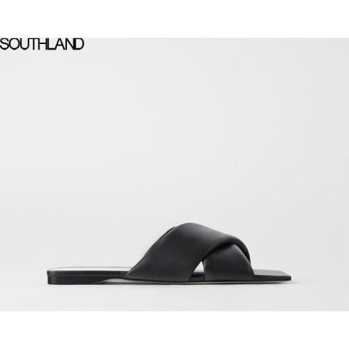 SOUTHLAND Female slippers 2020 new summer fashion Womens wild sandals Square head flat slippers Comfortable Mules