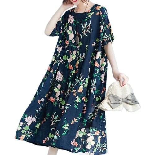 ARCSINX Floral Dress Women Plus Size 4XL 5XL 6XL Chic Prairie Summer Dresses And Sundresses Mori Girl Cotton Womens Dress 7XL