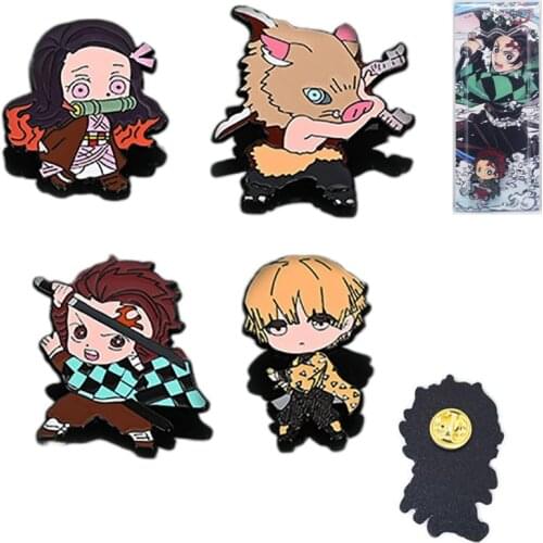 Demon Slayer Kimetsu No Yaiba Badges Cosplay Kamado Nezuko Prop Pin Button Brooch DIY Decoration Backpack Clothes Hat Gifts