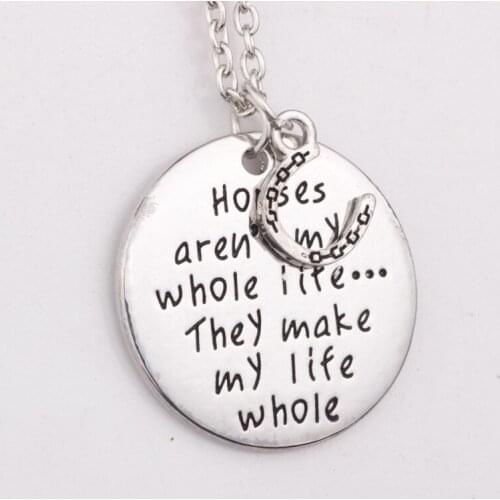 10PCS Newest Design Inspirational Fashion Necklace Jewelry Letter Horses aren't my whole life...They make my life whole Necklace