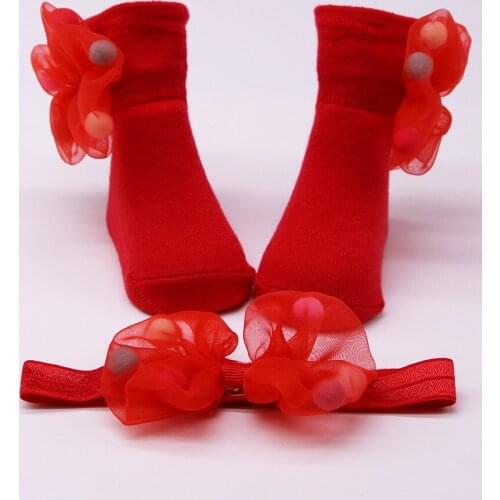 2020 Infant Socks With Hair Belt Toddler Girls Socks Baby Hairball Bowknot Hairband Non-slip socks Newborn Baby Terry Socks