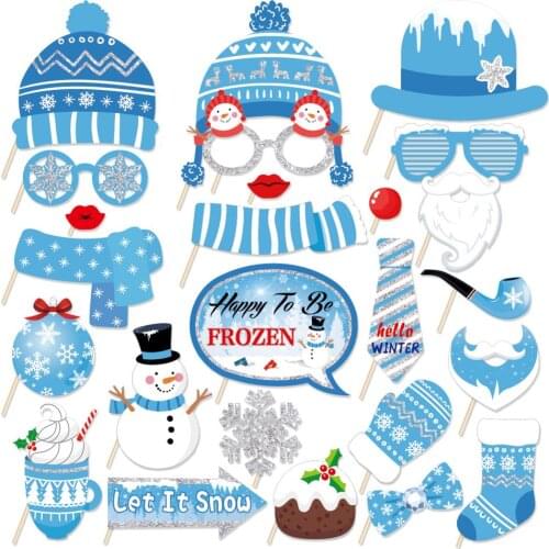 25pcs Baby Shower Snowman Photobooth Props Happy Birthday Happy Party Decorations Winter To Be Snowman Party Photobooth Props