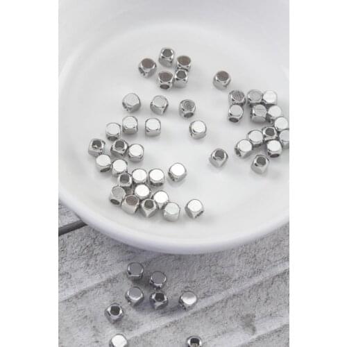 Lot of 500pcs bulk 304L Stainless Steel Cube Oval 2mm x 2mm x 2mm Square Spacer Accent Beads Hole: 1.5mm for Jewelry Making