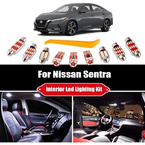 8 Bulbs Canbus White Car LED Interior Light Package Kit For 2007-2012 Nissan Sentra Map Dome Ceiling Trunk License Plate Lamp