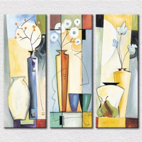 Wholesale Good price Gift canvas printed Abstract 3 set paintings for living room wall from hand painted oil painting 3pcs